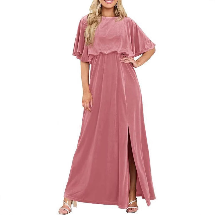 Dame Elegant Maxikjole med sideslag og voluminøse ærmer Stilla