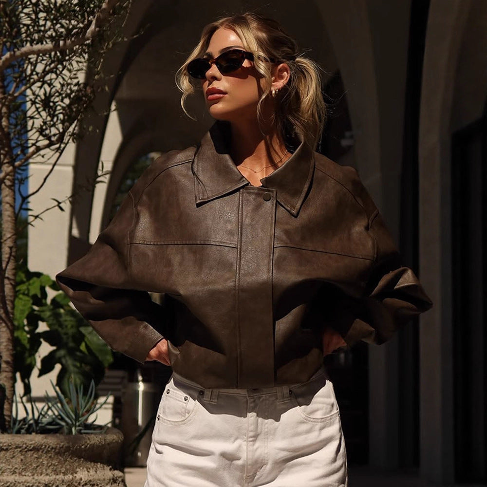Dame Kunstlæderjakke med afslappet oversized pasform Stilla