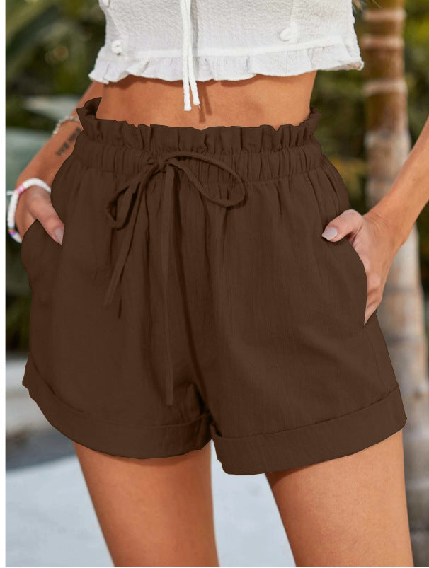 Dame komfortable fritidsshorts med elastisk talje og sidelommer Stilla