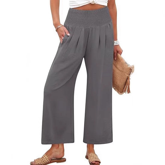 Dame Bred Culotte-bukser med elastisk talje og folder Skovae