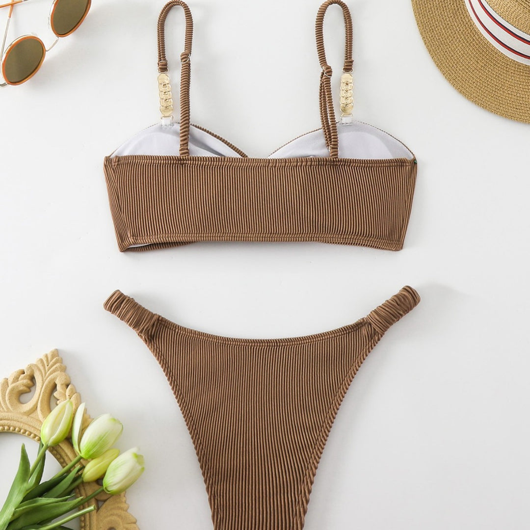 Femme Ribdetalje Sløjfe-Bikini-Sæt Stilla