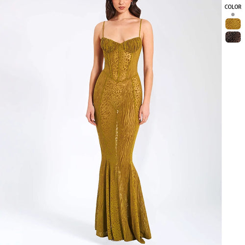 Kvinder Elegant Havfrue Maxi Kjole med Forfinet Top og Figurformet Snit Stilla