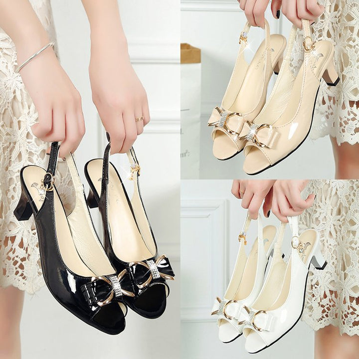 Dame Slingback-pumps med dekorativ sløjfe-design og komfortabel blokhæl Stilla