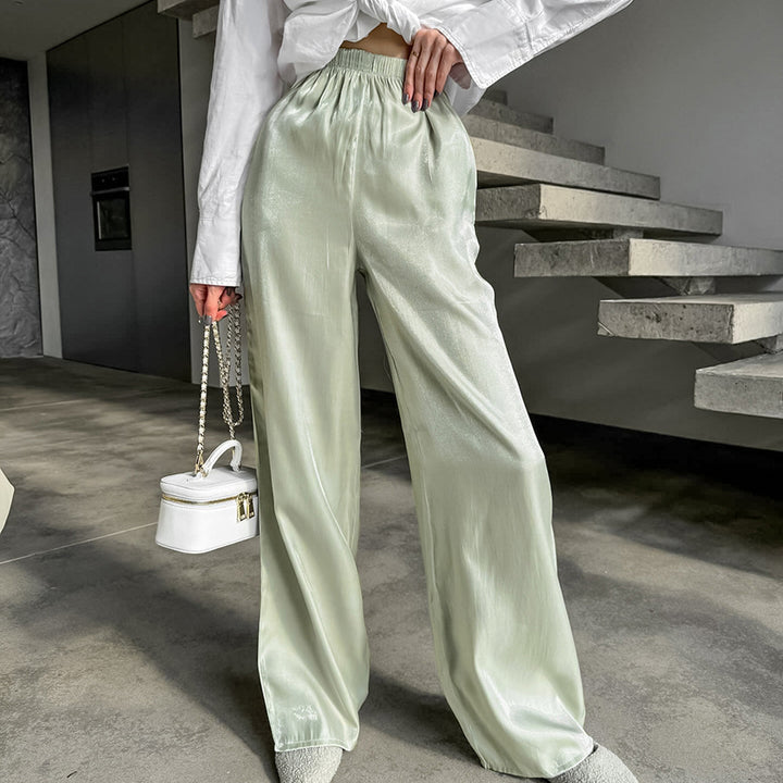 Dame vidde chiffonbukser med elastisk talje og skinnende finish Stilla
