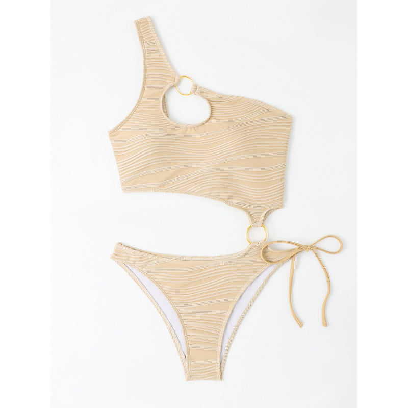 Dame One-Sided Bikini med mode ringdetaljer Stilla
