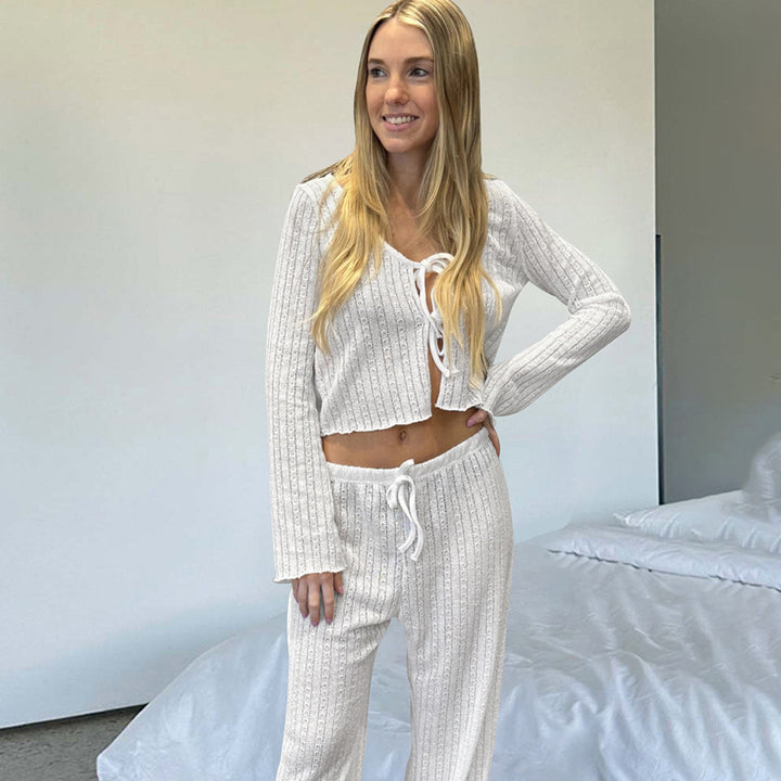 Dame luftig sæt med cropped top og løstsiddende bukser Stilla