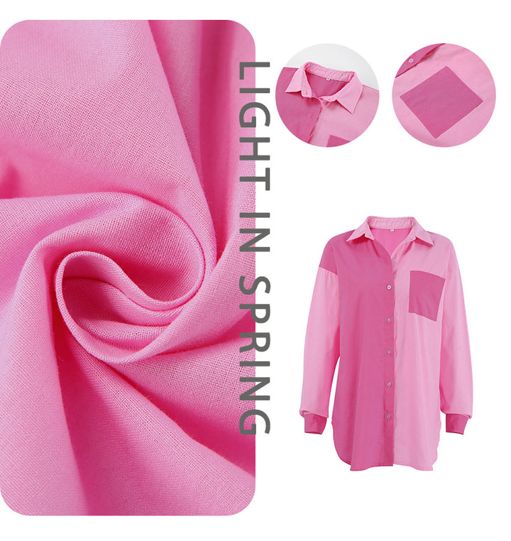 Dame Oversized Bluse med farvede blokdetaljer og moderne pasform Stilla