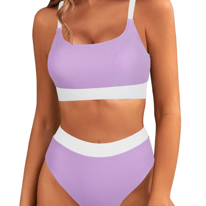 Dame bikini-sæt med højt skåret trusser og trendy bustier-overdel Stilla