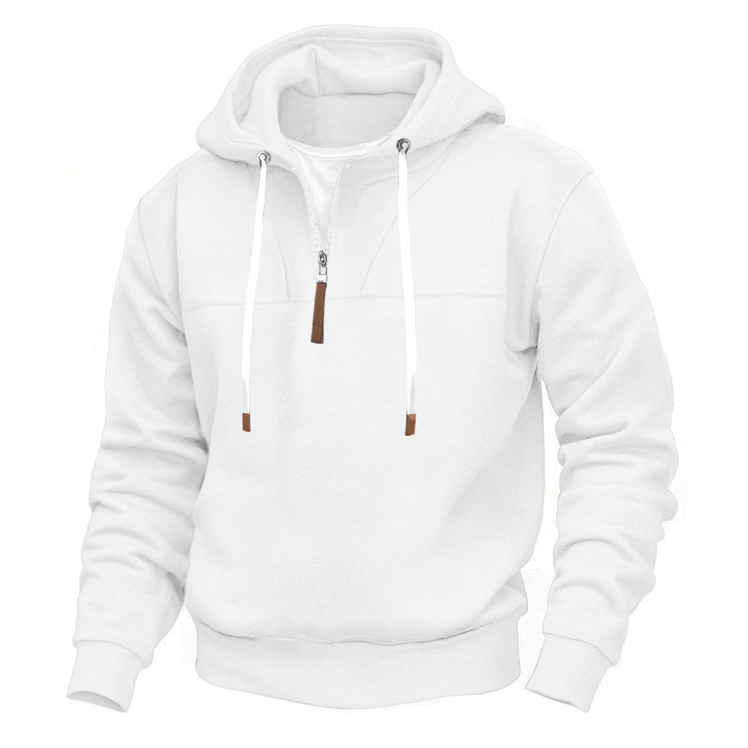 Herre casual hættetrøje med halv lynlås og fashionable detaljer Stilla