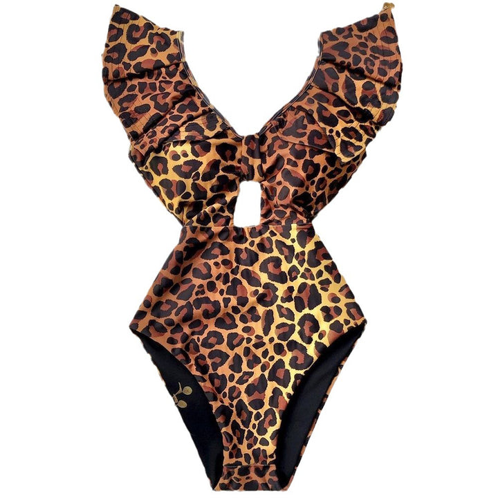 Dame One-piece badedragt med floral cut-out og ruffle detaljer Stilla