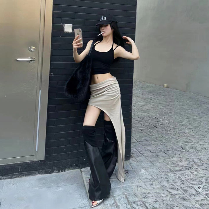 Dame asymmetrisk wrap skirt med legende slids Stilla