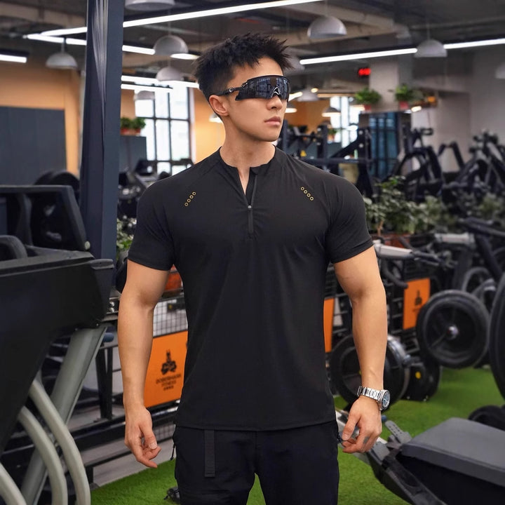 Herren Funktionsshirt med halvmund lynlås og åndbar teknologi Stilla