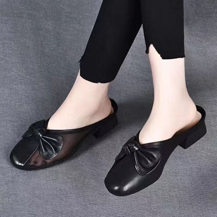 Dame elegante mules med moderigtigt sløjfedetalje og komfortabel blokhæl Stilla