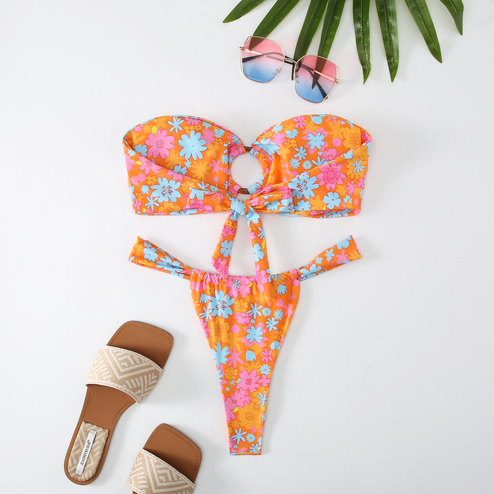 Dame bikini-sæt med legende cut-out og sløjfebind Stilla