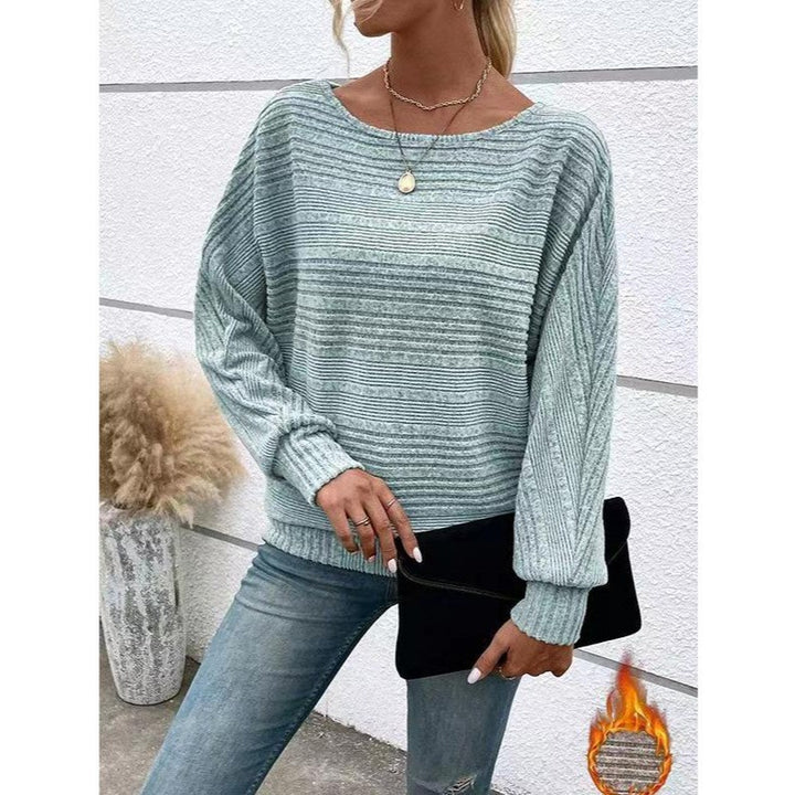 Kvinders afslappede sweater med struktureret stribet mønster og brede ærmer Stilla