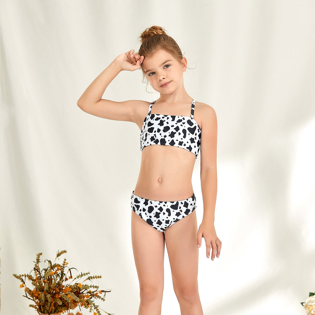 Dame Bikini-sæt med floralsk solblomstmotiv og højt skåret taljebånd Stilla
