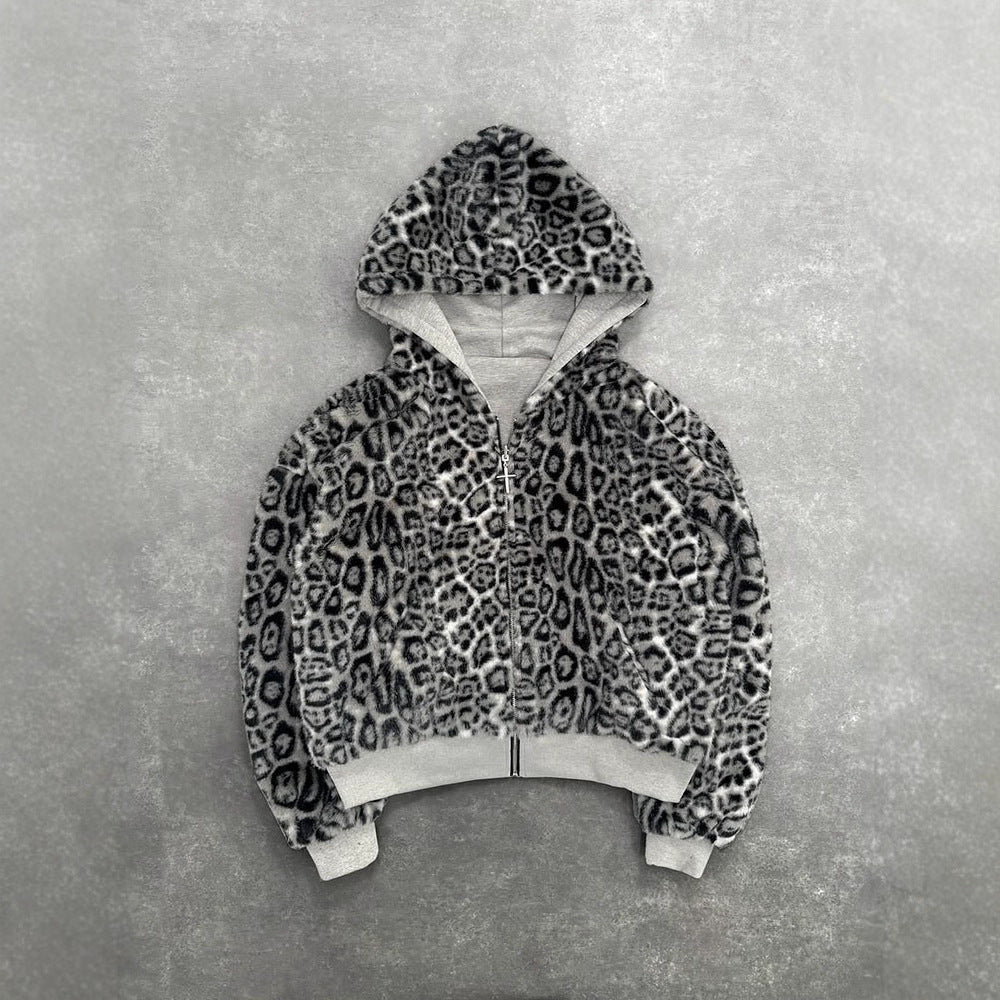 Dame nan kort hættetrøje med kunstpelsfor, lynlås og kængurulomme Skovae