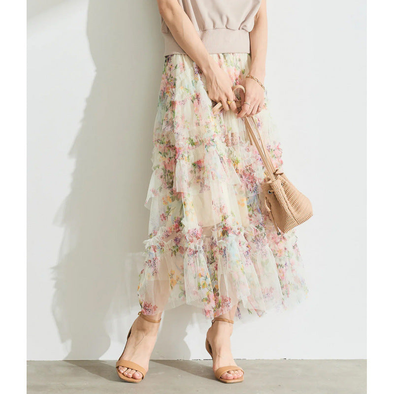 Dame lagdeling blomster maxi nederdel Stilla
