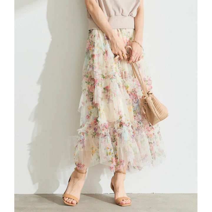 Dame lagdeling blomster maxi nederdel Stilla