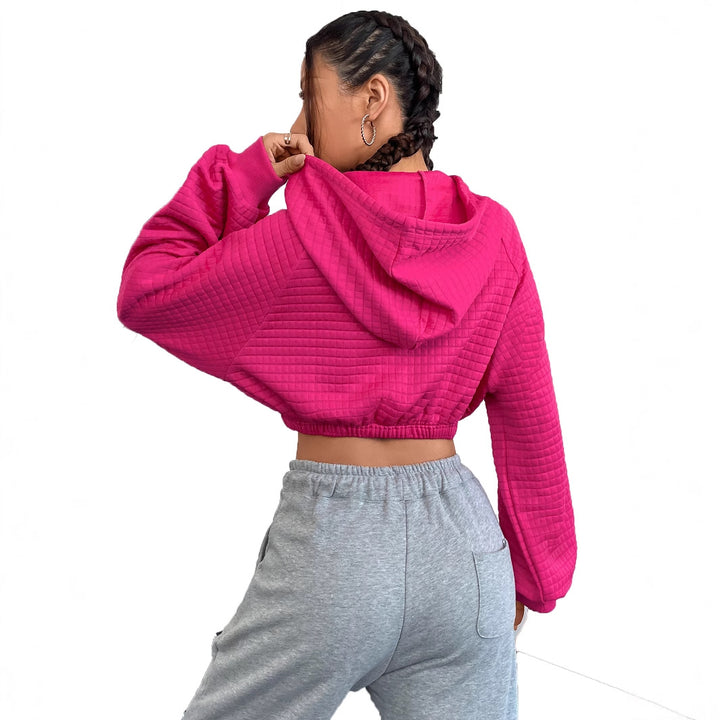 Dame cropped hoodie med tekstureret design Stilla