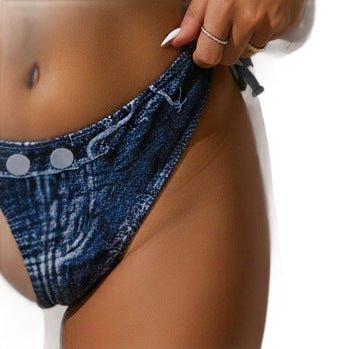 Dame Triangel-Bikini med Denim-udseende Skovae