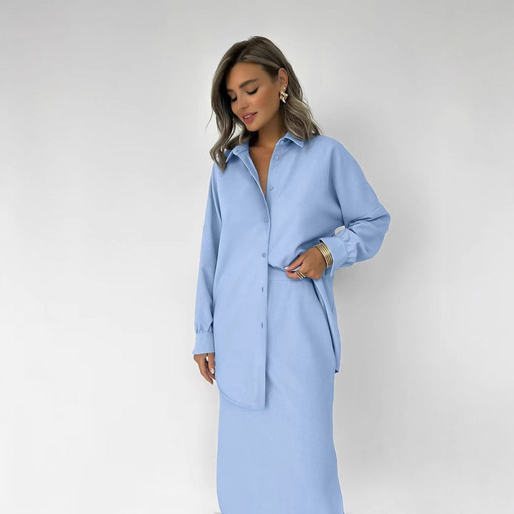 Dame afslappet skjorte bluse i behagelig bomuldsblanding med elegant pasform Stilla