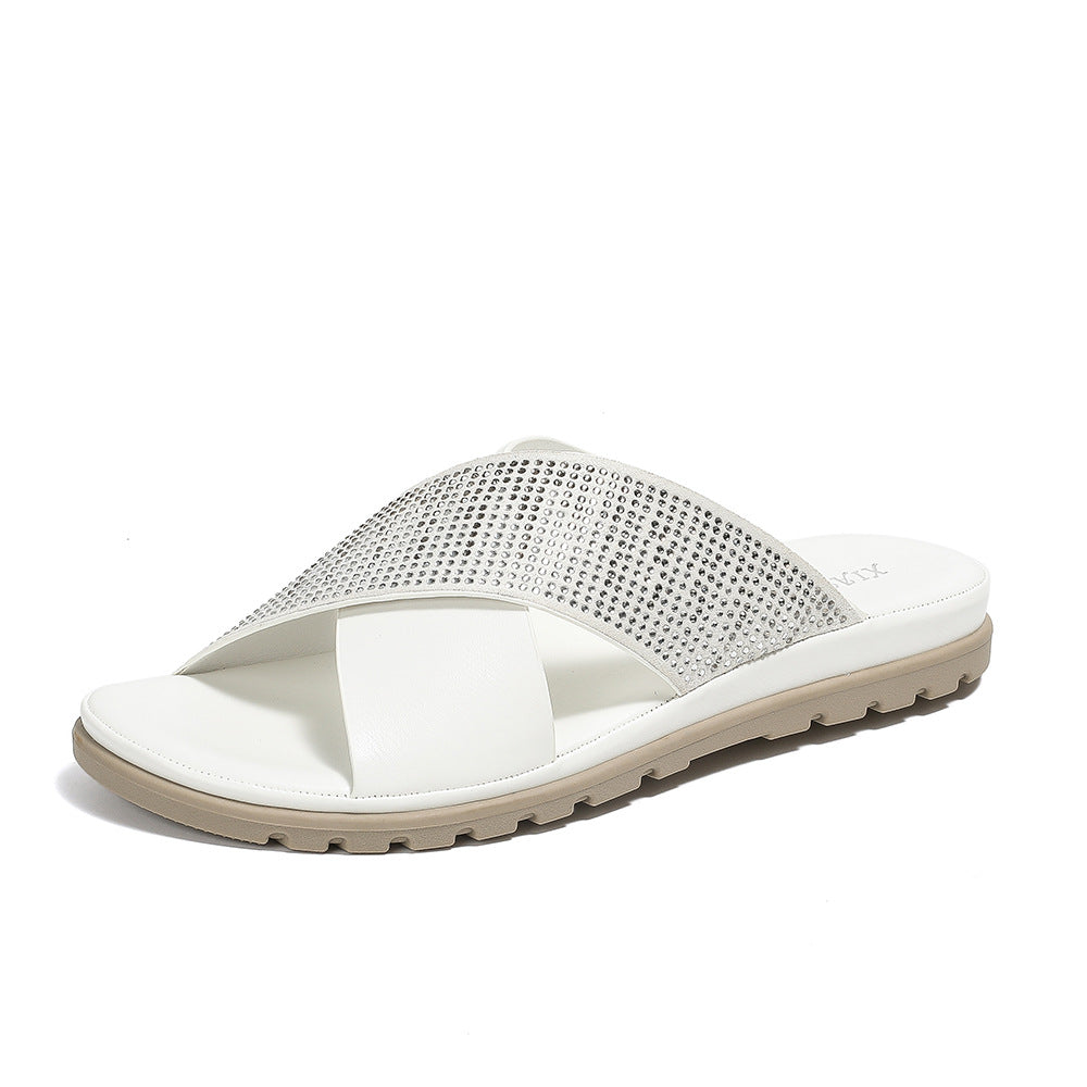 Dame elegante pantofler med mode strass dekorationer Stilla