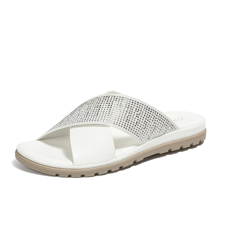 Dame elegante pantofler med mode strass dekorationer Stilla