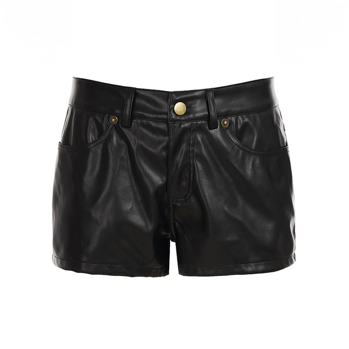 Dame Kunstlæder Shorts med elegant pasform og praktiske sidelommer Skovae
