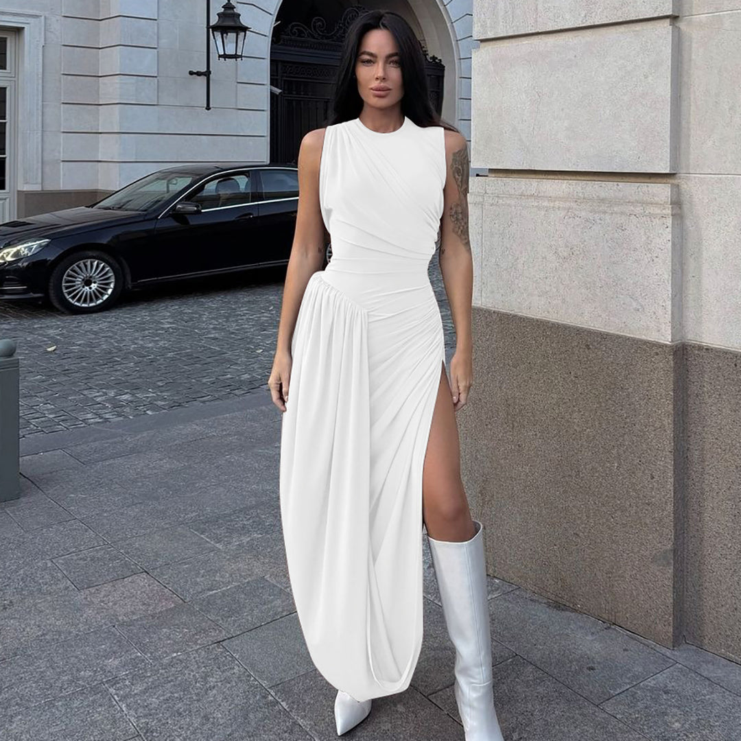 Dame Maxi Kjole med asymmetrisk snit og raffinerede draperinger Stilla