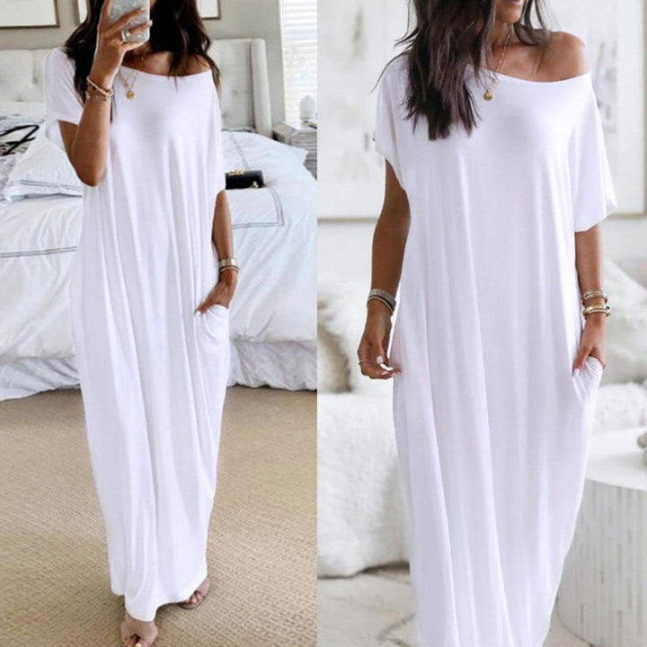 Dame Fritid Off-Shoulder Sommerfugltryk Maxi Kjole Stilla