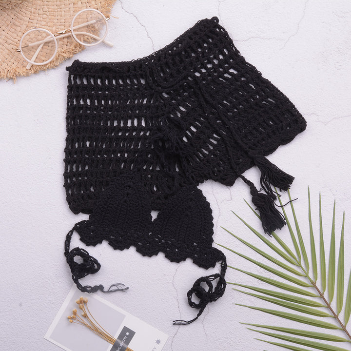 Dame Hæklet Bikini-Sæt med frynsedetalje og vendbart design Stilla