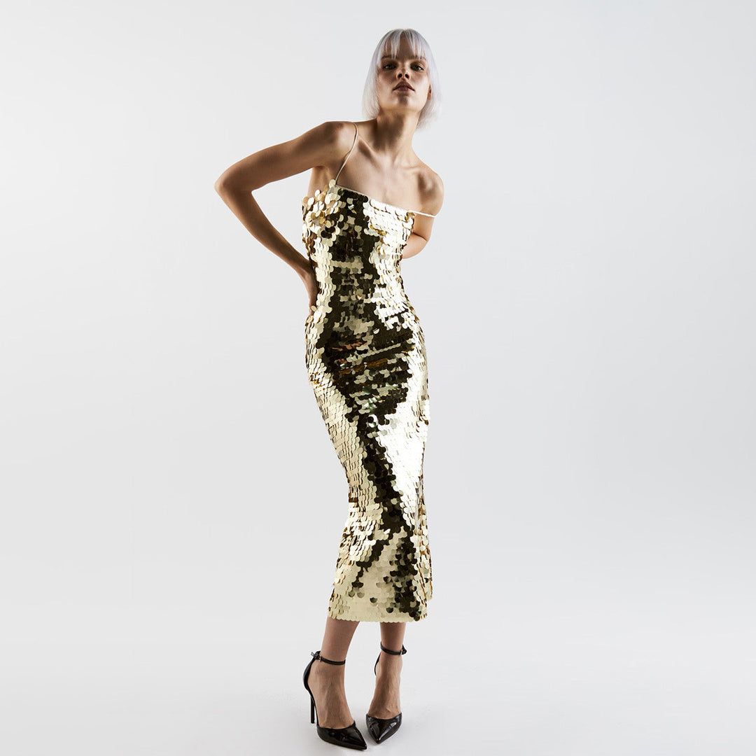 Dame Bodycon Kjole med skimrende Pailletter Stilla