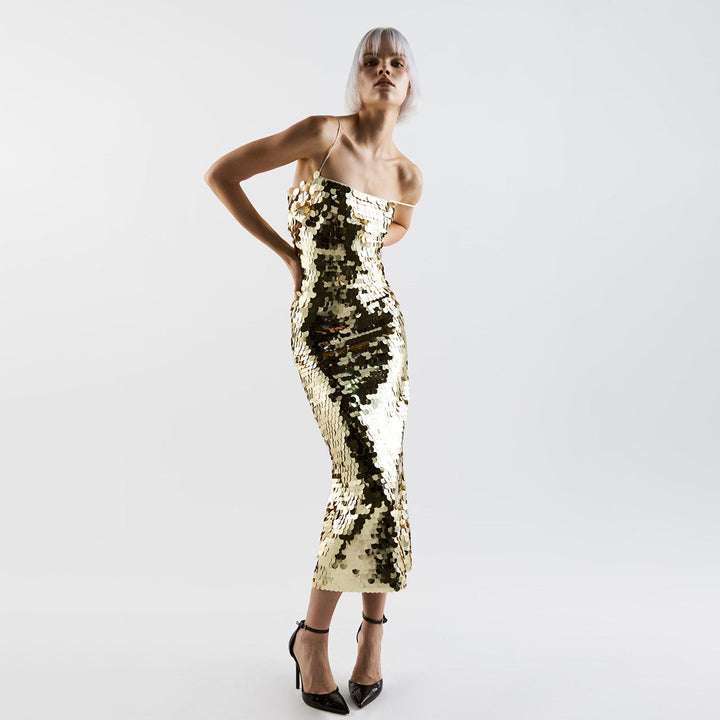 Dame Bodycon Kjole med skimrende Pailletter Stilla