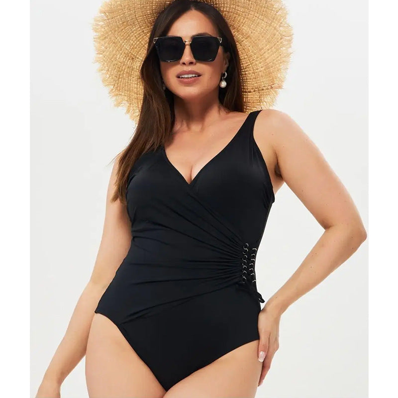 Dame en-delt badeshorts med sexy omslag detaljer og elegante snøringer Stilla