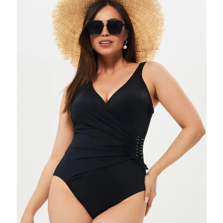 Dame en-delt badeshorts med sexy omslag detaljer og elegante snøringer Stilla
