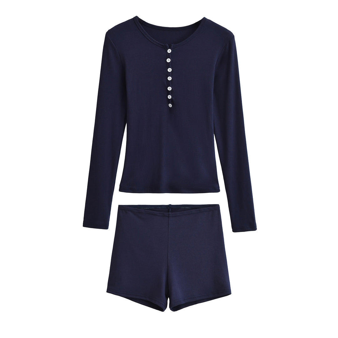 Dame Pyjamasæt med langærmet overdel og korte shorts Stilla