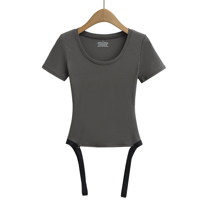 Dame Kortærmet T-shirt med smart knude-design Stilla