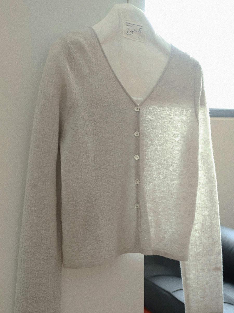 Dame tidløs V-hals strik cardigan med knapper Stilla