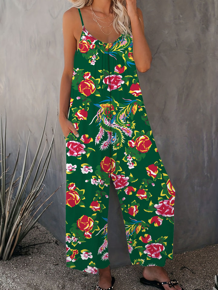 Dame sommer jumpsuit med blomster mønstre og bred pasform Stilla