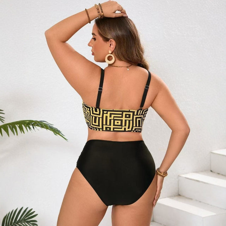 Dame To-delt Bikini-sæt med moderne geometrisk design Skovae