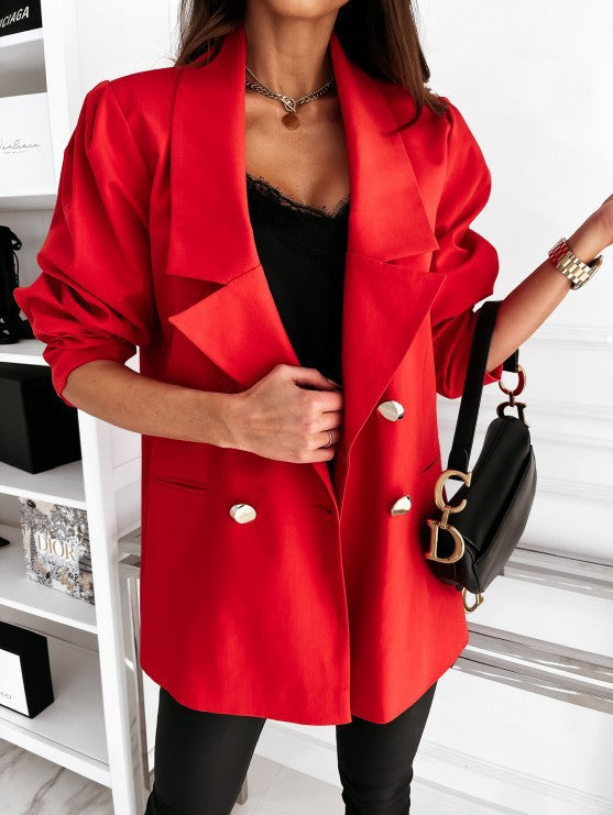 Dame Elegant Oversize-Blazer med dobbelt knaplukning Stilla