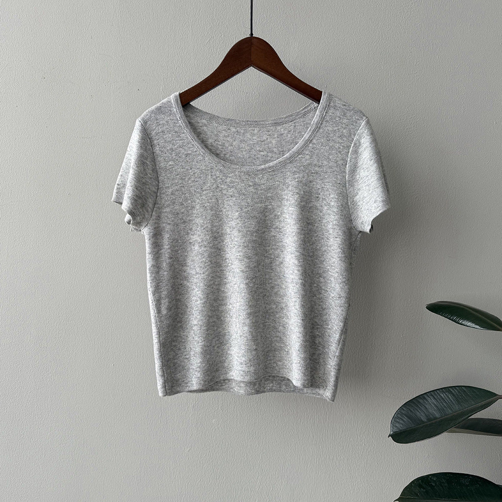 Dame simpel rund halsudskæring T-shirt i blødt materiale Stilla