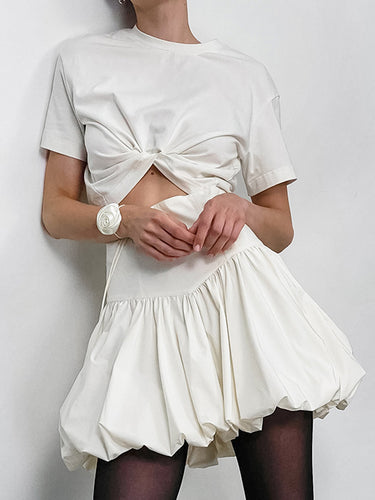 Dame Voluminøs Mini Nederdel med elastisk Talje og stilfuld Ruffle Design Stilla