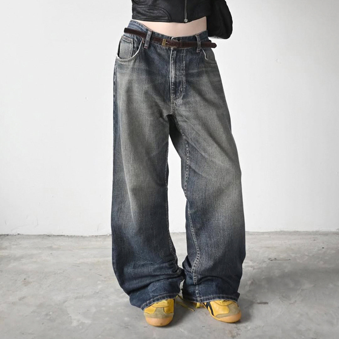 Dame størrelse Denim jeans i afslappet Chino stil med høj talje Skovae