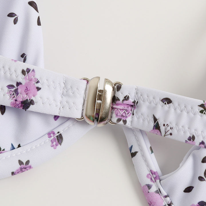 Dame Cup-Bikini-Sæt med blomsterdesign Skovae