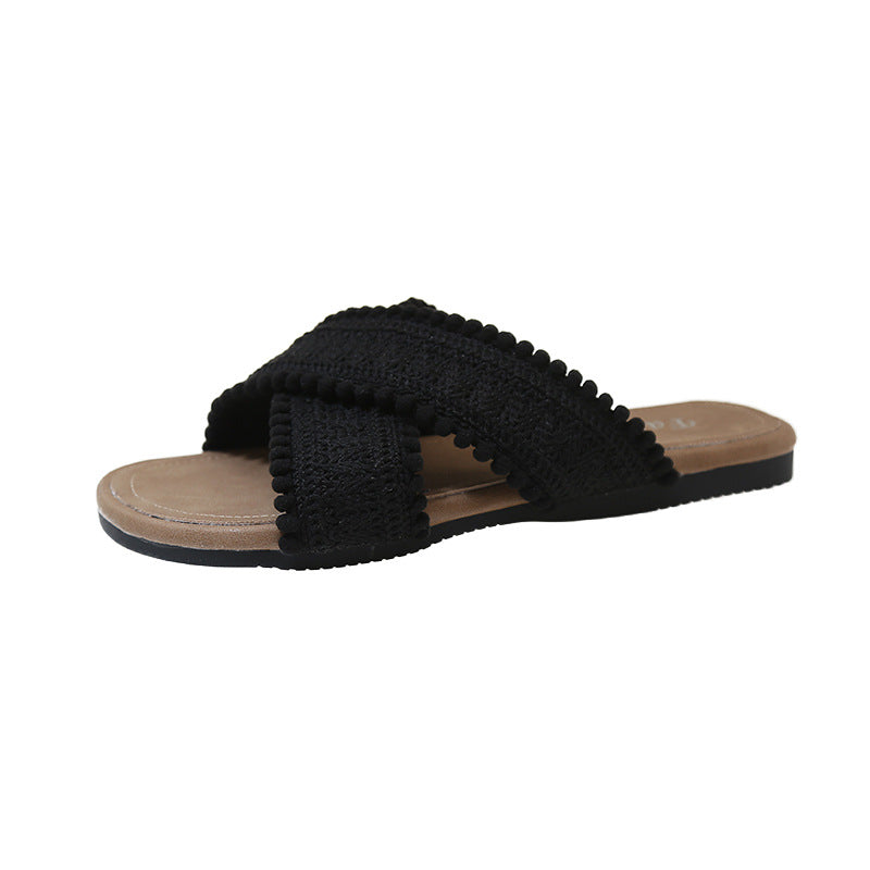 Dame toe sandaler med flettet tekstiloverdel og behagelig fodindlæg Stilla