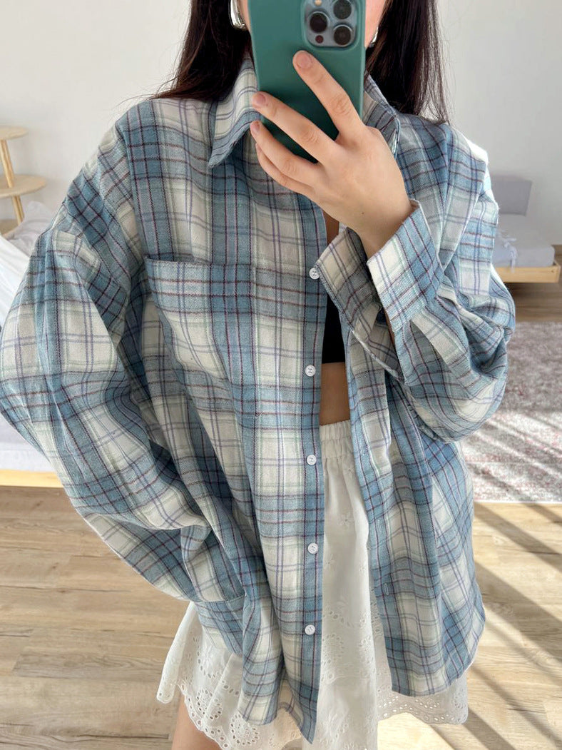 Dame Ternet Flannel Skjorte Bluse med behagelig Oversized Pasform Stilla