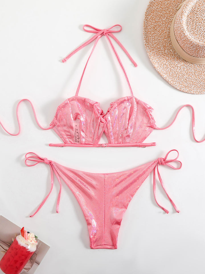 Damer Glitrende Bikini-Sæt i Mesh med justerbare Bånd Skovae