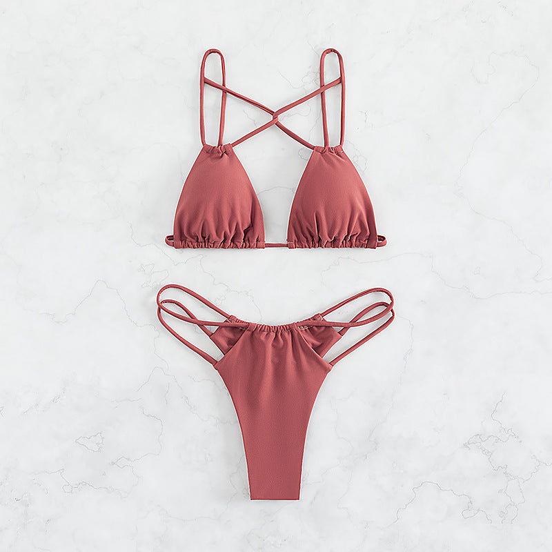 Dame Triangel-Bikini-Sæt med justerbare stropper og elegant krydsdesign Stilla